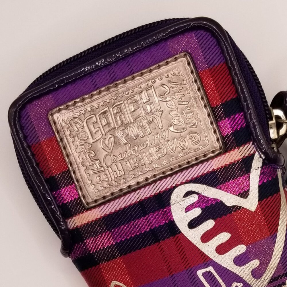 Coach - "Poppy" Purple Tartan Wristlet (Retired) - EUC - Picture 12 of 16